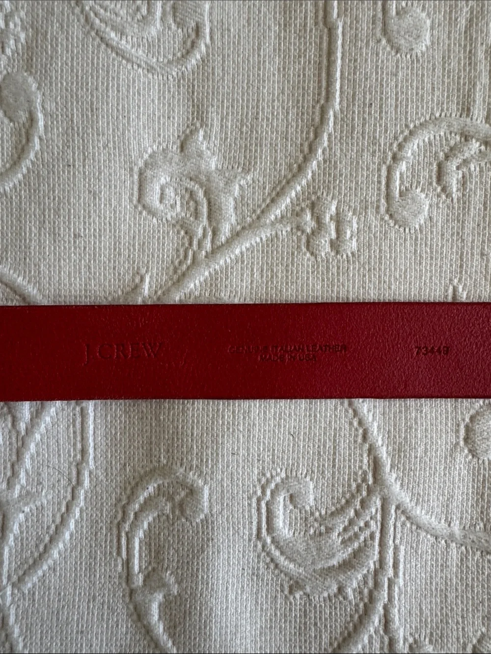 J. Crew Red Genuine Italian Leather Belt with Brass-Tone Rectangular Buckle - Picture 4 of 6